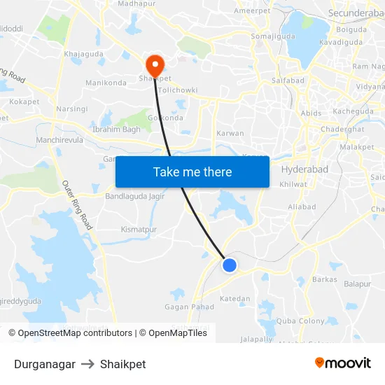 Durganagar to Shaikpet map