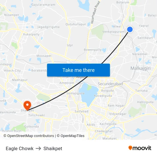 Eagle Chowk to Shaikpet map