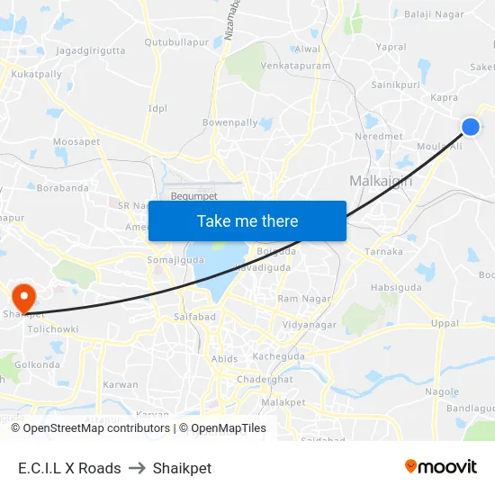 E.C.I.L X Roads to Shaikpet map