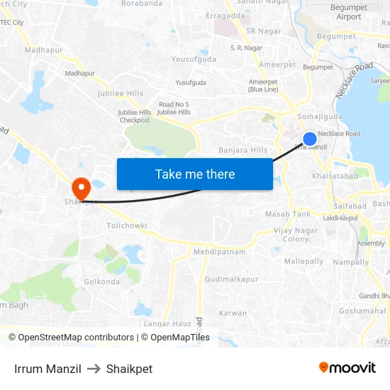Irrum Manzil to Shaikpet map