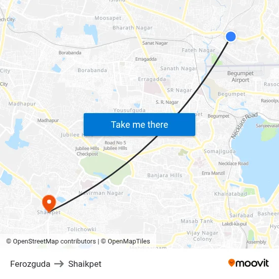 Ferozguda to Shaikpet map