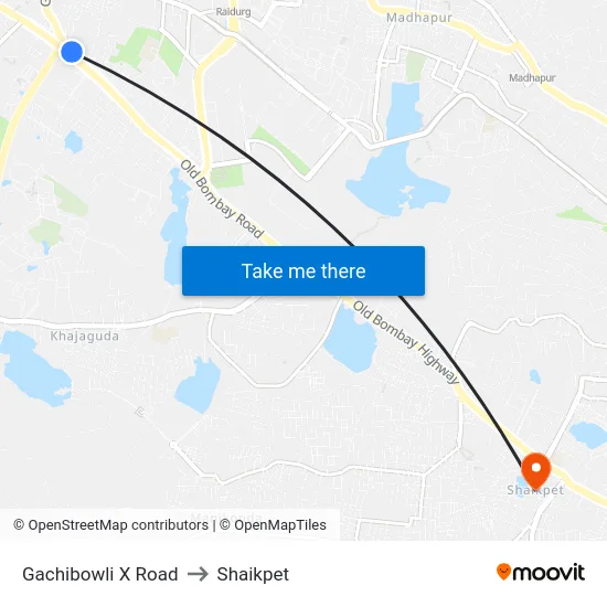 Gachibowli X Road to Shaikpet map