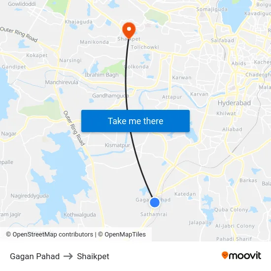Gagan Pahad to Shaikpet map