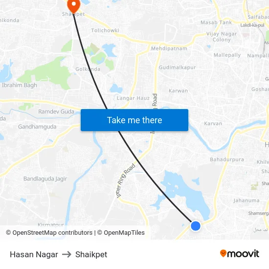 Hasan Nagar to Shaikpet map