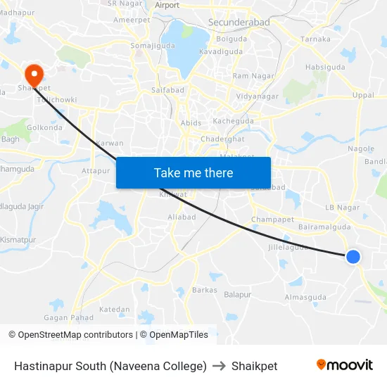 Hastinapur South (Naveena College) to Shaikpet map