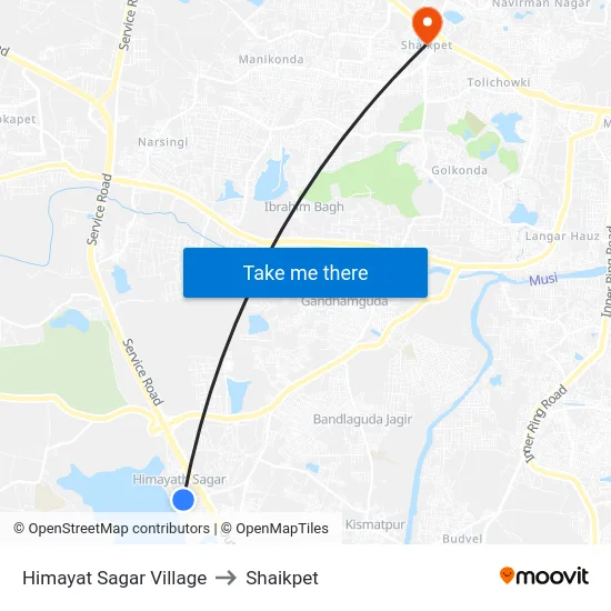 Himayat Sagar Village to Shaikpet map