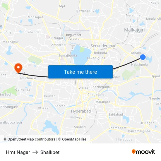 Hmt Nagar to Shaikpet map