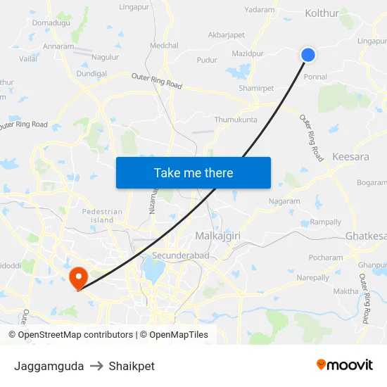 Jaggamguda to Shaikpet map