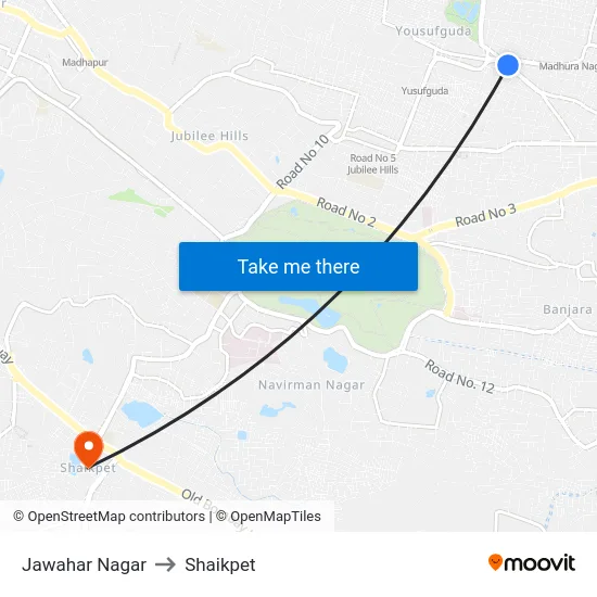 Jawahar Nagar to Shaikpet map