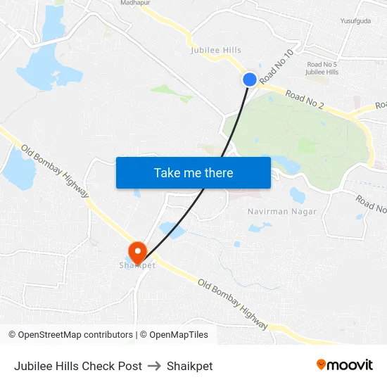 Jubilee Hills Check Post to Shaikpet map