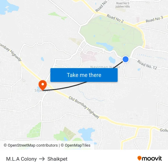 M.L.A Colony to Shaikpet map