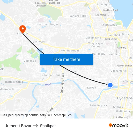Jumerat Bazar to Shaikpet map