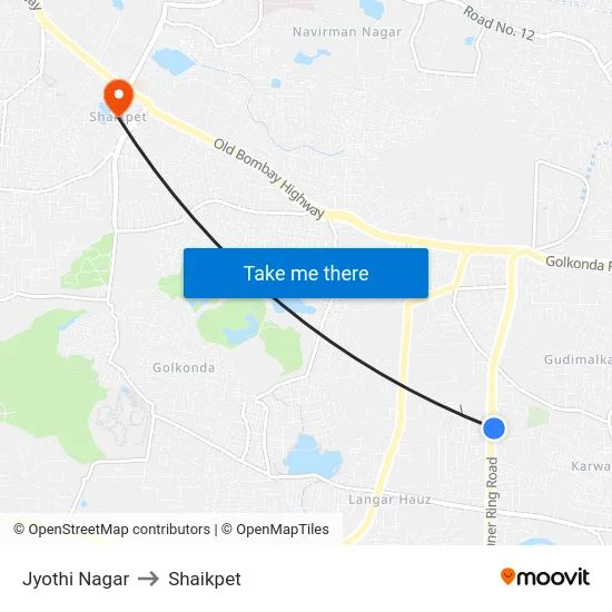 Jyothi Nagar to Shaikpet map