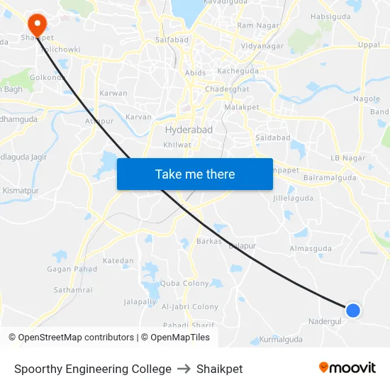 Spoorthy Engineering College to Shaikpet map