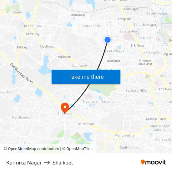 Karmika Nagar to Shaikpet map