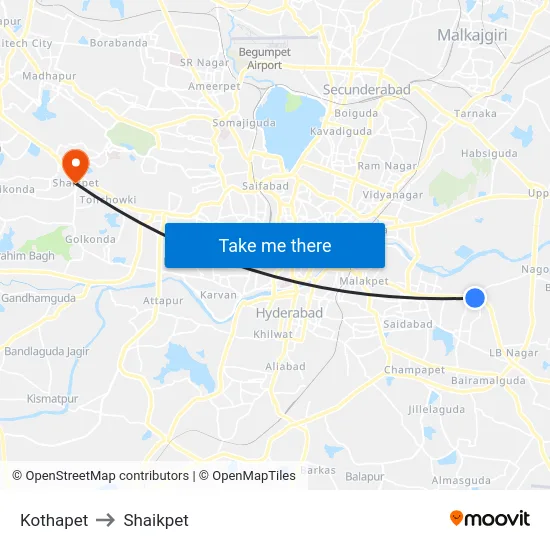 Kothapet to Shaikpet map