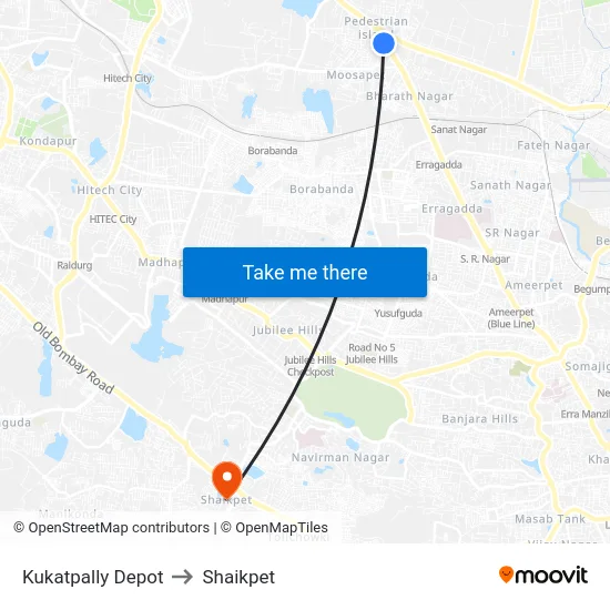 Kukatpally Depot to Shaikpet map