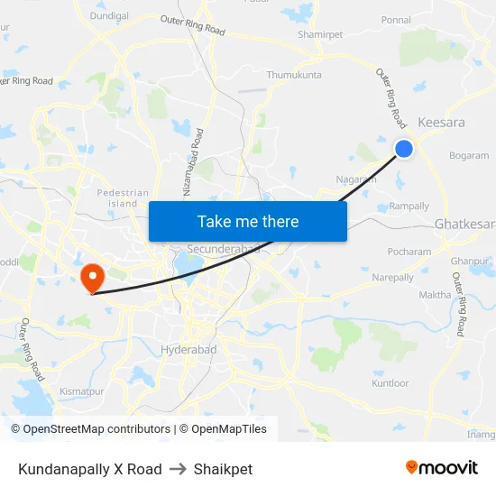 Kundanapally X Road to Shaikpet map