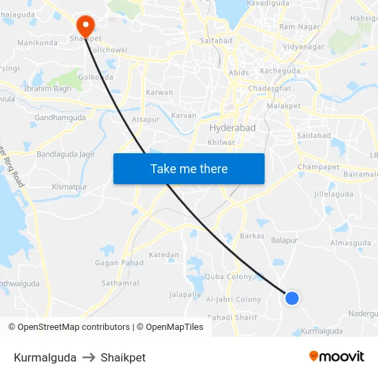 Kurmalguda to Shaikpet map