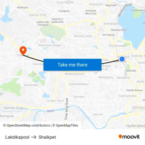 Lakdikapool to Shaikpet map