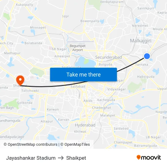 Jayashankar Stadium to Shaikpet map