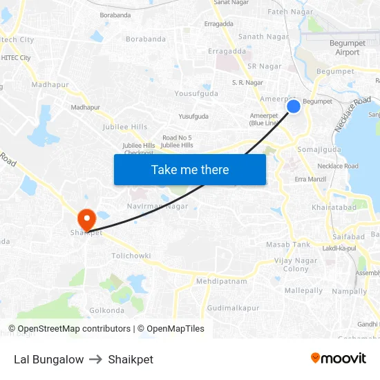 Lal Bungalow to Shaikpet map