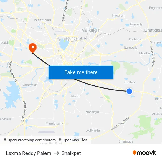 Laxma Reddy Palem to Shaikpet map