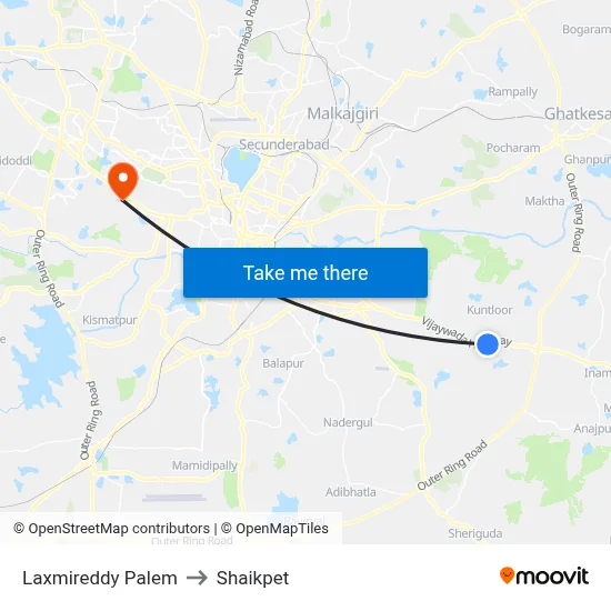 Laxmireddy Palem to Shaikpet map