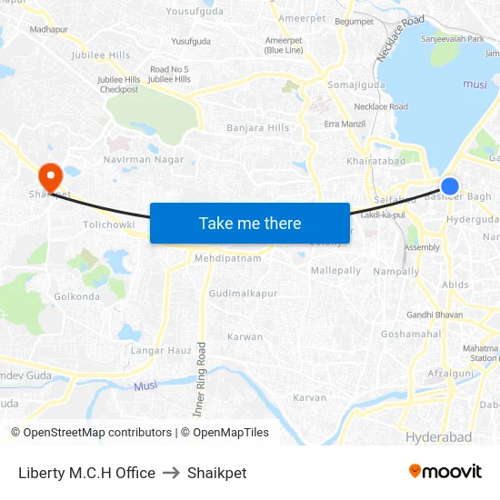 Liberty M.C.H Office to Shaikpet map