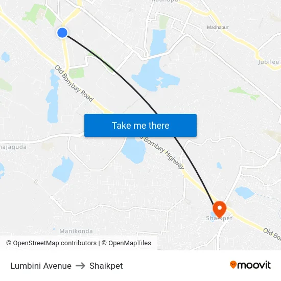 Lumbini Avenue to Shaikpet map