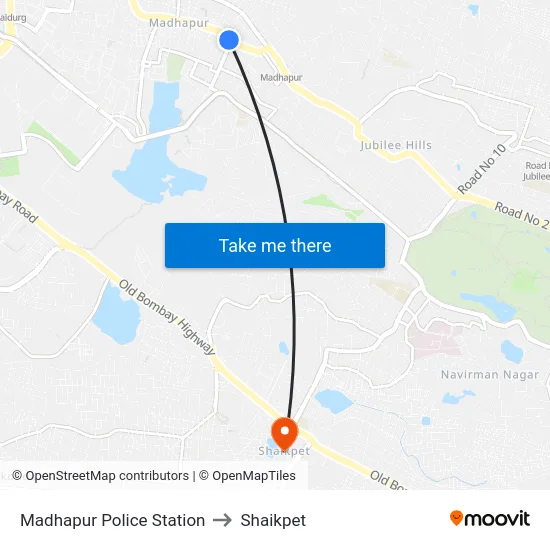Madhapur Police Station to Shaikpet map