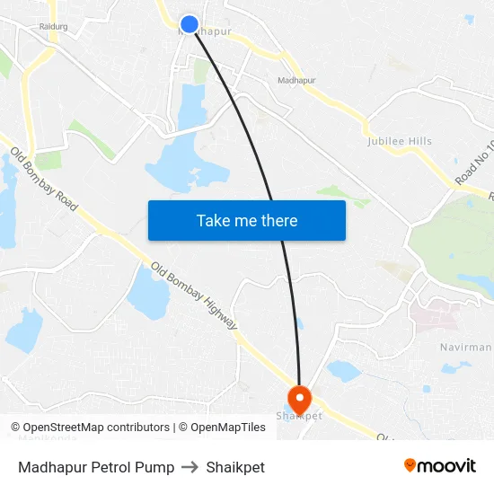 Madhapur Petrol Pump to Shaikpet map