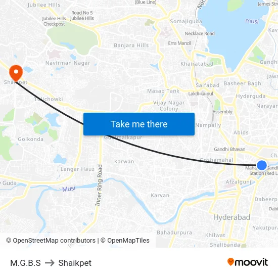 M.G.B.S to Shaikpet map