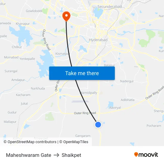 Maheshwaram Gate to Shaikpet map