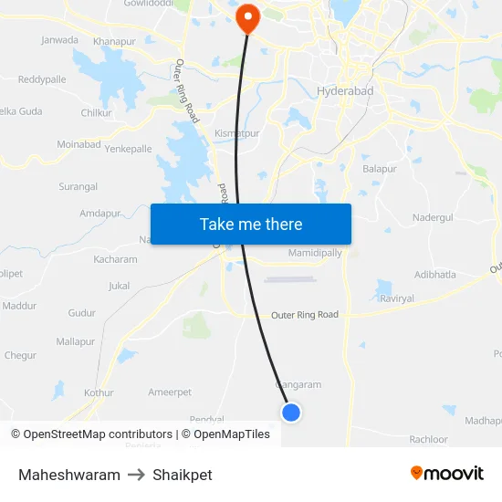 Maheshwaram to Shaikpet map