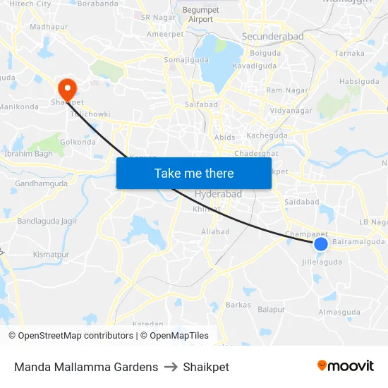 Manda Mallamma Gardens to Shaikpet map