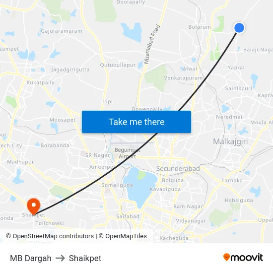 MB Dargah to Shaikpet map