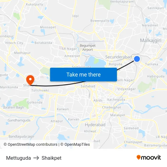 Mettuguda to Shaikpet map
