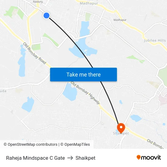 Raheja Mindspace C Gate to Shaikpet map