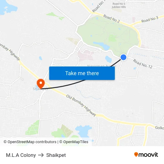 M.L.A Colony to Shaikpet map