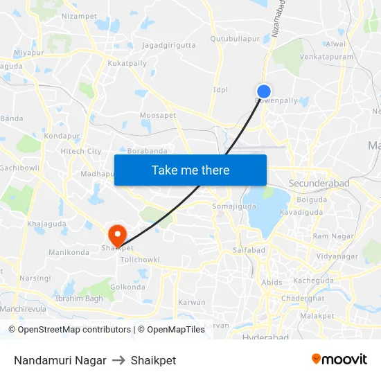 Nandamuri Nagar to Shaikpet map