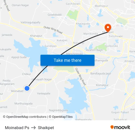 Moinabad Ps to Shaikpet map