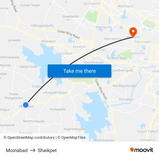 Moinabad to Shaikpet map