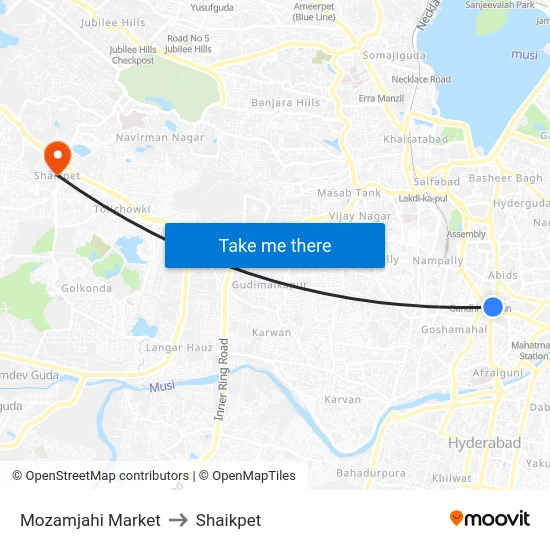 Mozamjahi Market to Shaikpet map