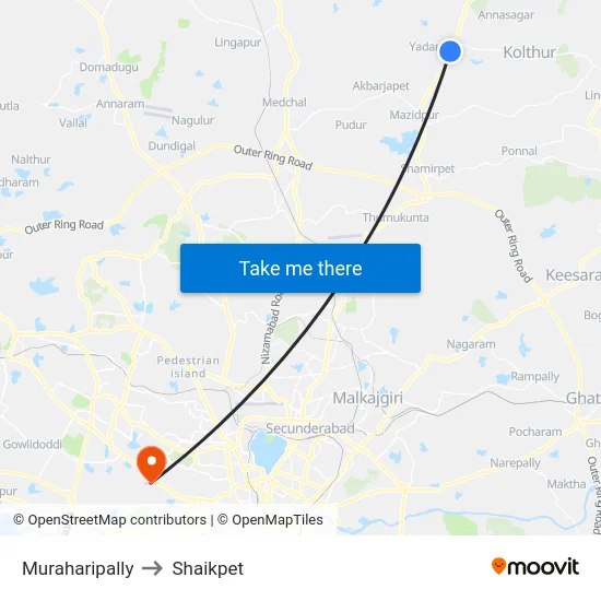 Muraharipally to Shaikpet map