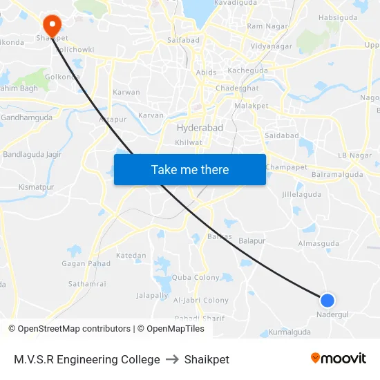 M.V.S.R Engineering College to Shaikpet map