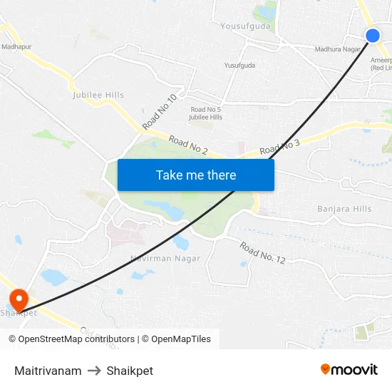 Maitrivanam to Shaikpet map