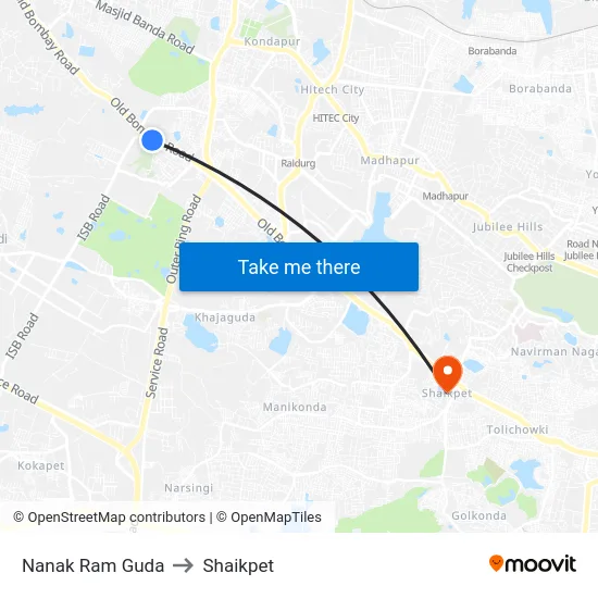 Nanak Ram Guda to Shaikpet map