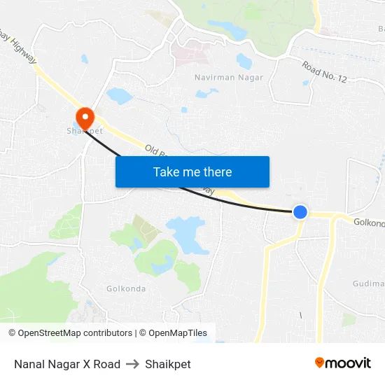 Nanal Nagar X Road to Shaikpet map