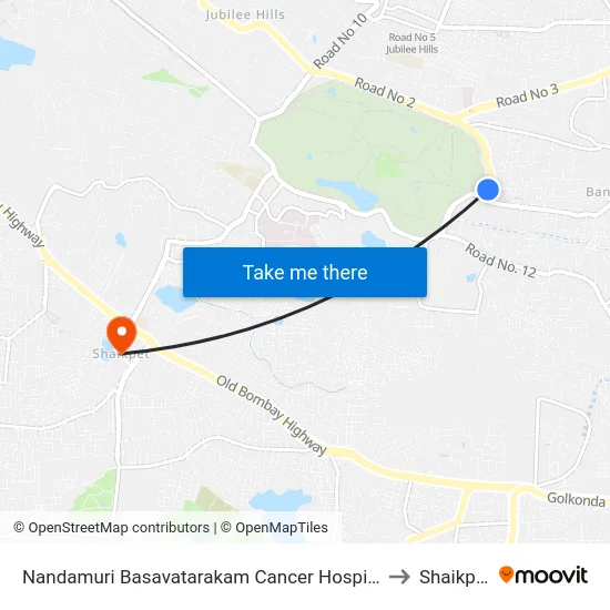 Nandamuri Basavatarakam Cancer Hospital to Shaikpet map